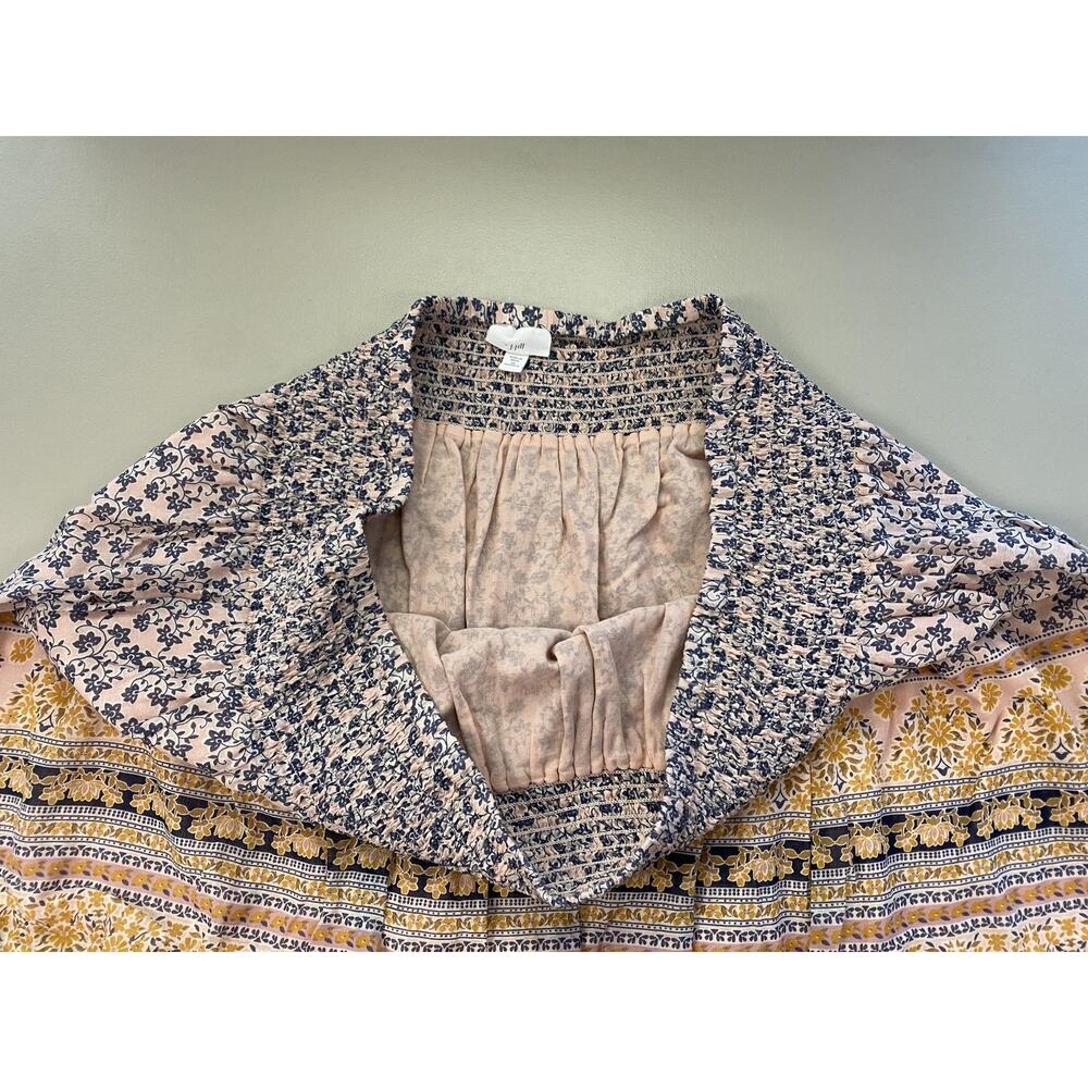 J Jill Skirt 4X Pink Floral Peasant Tiered Elastic Waist Lined Boho Cottagecore - Picture 10 of 13